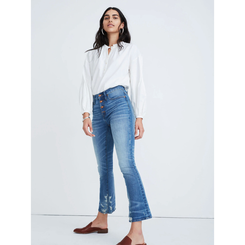 Madewell Size 27 Womens Jeans Cali Demi Boot Light Wash Stretch Button Fly